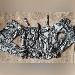 Express Cold Shoulder Snakeprint Top
